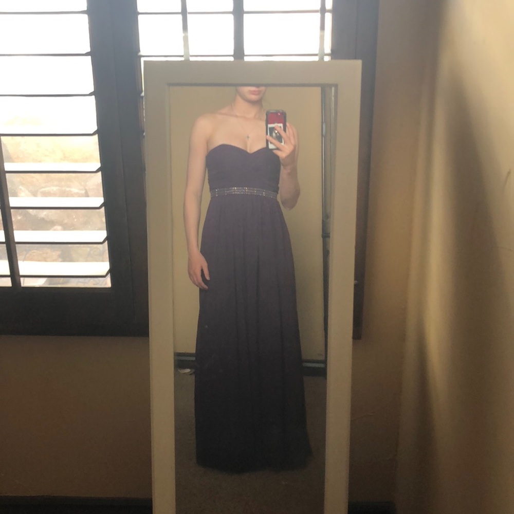 Purple beaded prom dress